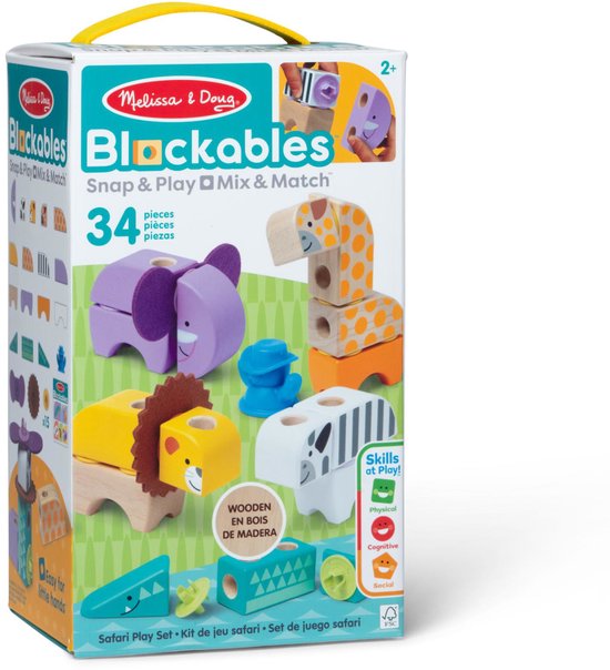 Melissa & Doug – Blockables™ Safari speelset – met draagbare bewaardoos van Melissa & Doug