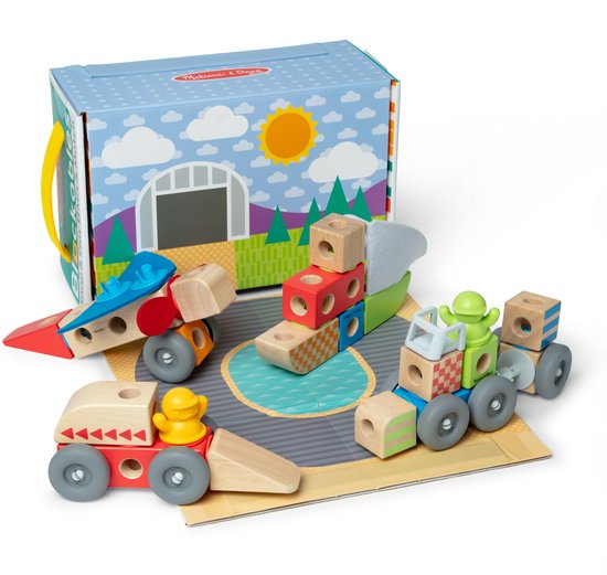 Melissa & Doug - Blockables™ Voertuigen speelset - met draagbare bewaardoos van Melissa & Doug
