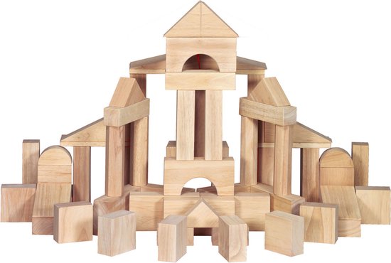 Melissa & Doug - Standaard massief houten bouwblokken met houten opbergdoos (60-delig) - Klassieke houten blokken voor kleuters vanaf 2 jaarspeelgoed om vormen te sorteren en te stapelen voor peuters en kinderen vanaf 2 jaar van Melissa & Doug