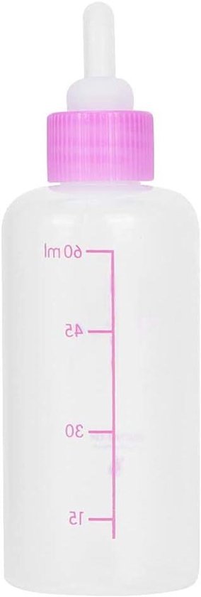 Melkfles voor huisdieren - 6-delige set - 60 ml - puppy - kitten - kleine hond - kat - melkverzorgingsset - verpleegflesvoeding - tepelborstelset - roze