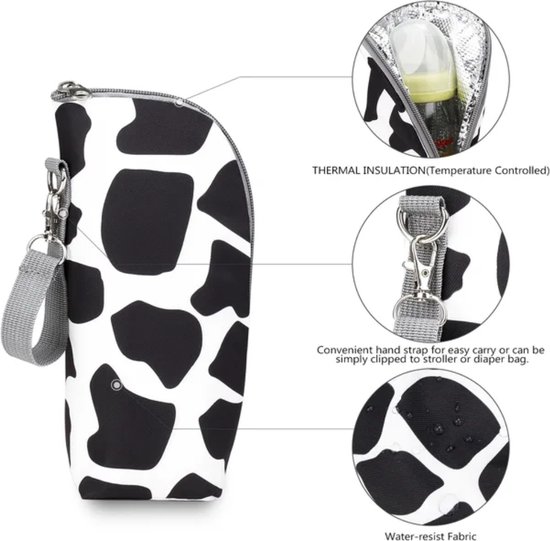 Melkfles Warmhouder - Melkfles Tas - Babyfles – Thermotas –Moedermelk - Isolatietas - koe print van Koeka