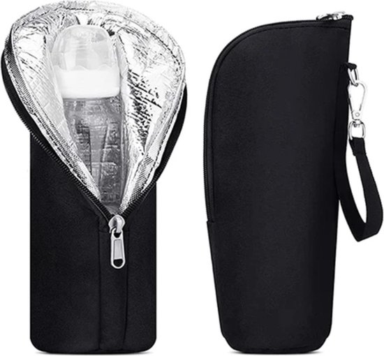 Melkfles Warmhouder - Melkfles Tas - Babyfles – Thermotas –Moedermelk - Isolatietas - zwart van Alecto Baby