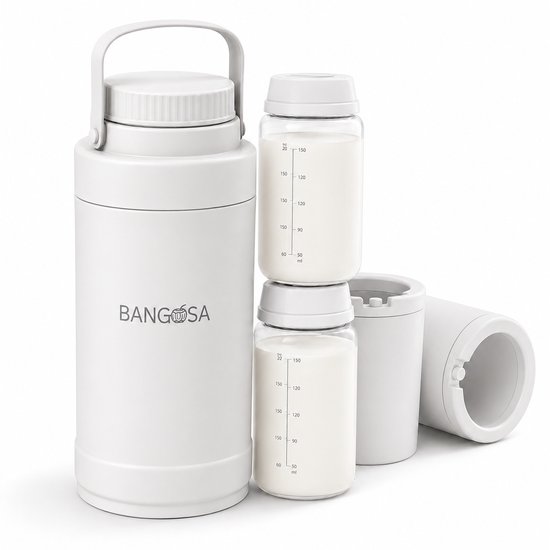 Melkkoeler voor Onderweg – Draagbare Moedermelk Koeler 750 ml met 2x 325 ml BPA-vrije Flesjes – Tot 24u Koeling – Wit