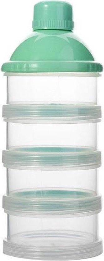 Melkpoeder doseerdoosje - BPA vrij - Groen - 4 lagen -Melkpoeder toren - Babypoeder bewaarbakje - Reisbox - Dispenser - Poedertoren van A3 Baby & Kids
