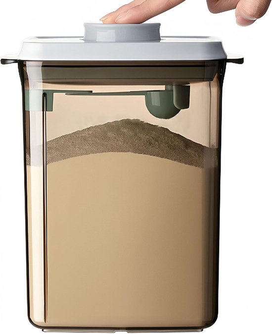 Melkpoeder opbergdoos 2300 ml Melkpoeder dispenser met lepel voor het bewaren van melkpoeder, peulvruchten en meel (Theekleurig 2300 ml)