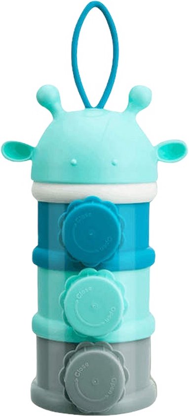 Melkpoeder toren | Giraffe | Melkpoeder bewaarbox | Onderweg | Reizen | Blauw | 3 Lagen van Little Dutch