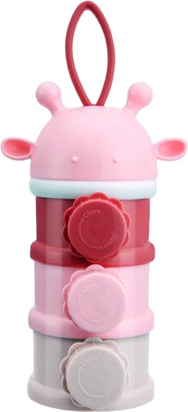 Melkpoeder toren - Giraffe - Melkpoeder bewaarbox - Onderweg - Reizen - Roze - 3 Lagen van Little Dutch
