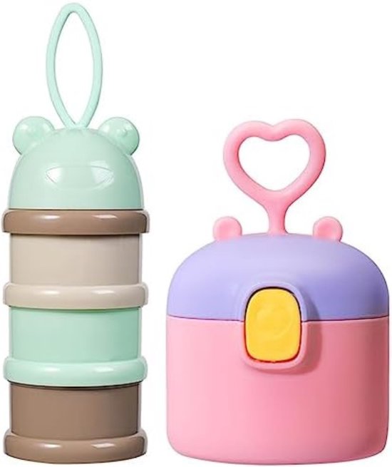 Melkpoeder Toren - Melkpoeder Bewaarbakjes - Melkpoeder Bewaardoos - Bruin/Roze van Little Dutch