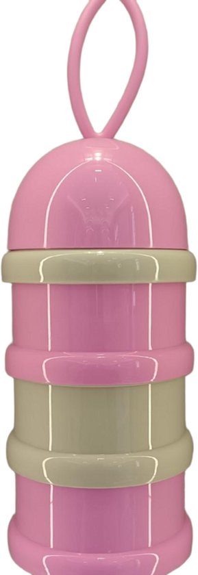 Melkpoederdispenser - Draagbare melkpoederdispenser met 4 compartimenten en schenktuit - Stapelbare doos - Perfect voor snacks - Melkpoeder - Snacks - Roze