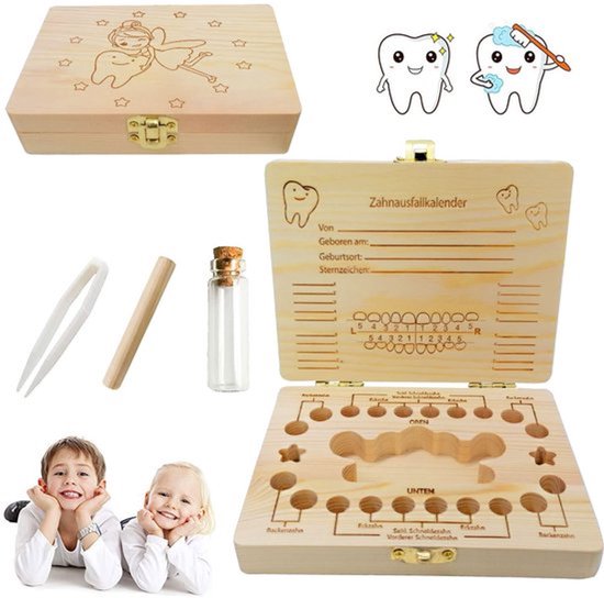Melktanddoos Hoge Kwaliteit Hout - Tanden Box - Tandfee Doos - Kinderen - Tandbewaarbox - Duurzaam Ontwerp - Tandenbox