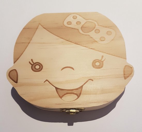 Melktanden bewaardoosje van hout voor jongen / meisje van Creatiee