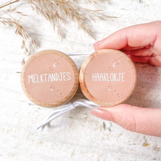 Melktanden- en haarlokdoosje set | Roze | bewaardoosjes set | melktanden bewaren van Kidooz.