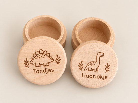 Melktanden- en haarlokdoosje | tandendoosje | eerste haarlokje | bewaardoosjes set | Tand & Haarlok doosje | Kraam cadeau | Geboorte cadeau | Dino's