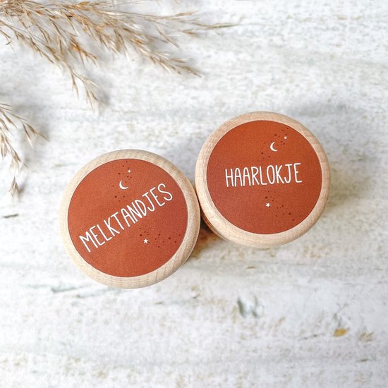 Melktanden- en haarlokdoosjes | bewaardoosjes set | melktanden bewaren | Roestbruin van Meminto Stories