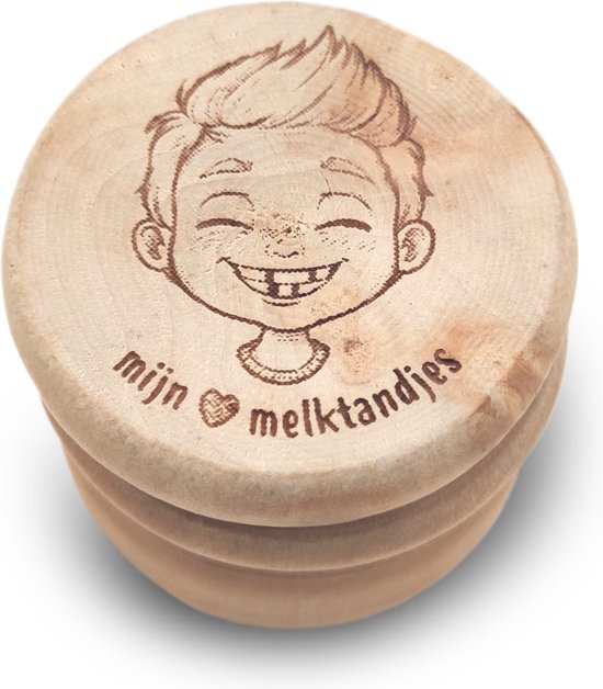 Melktandendoosje - Hout - Jongen - Tandendoosje - Rond - Baby In Red van MemoryBox.