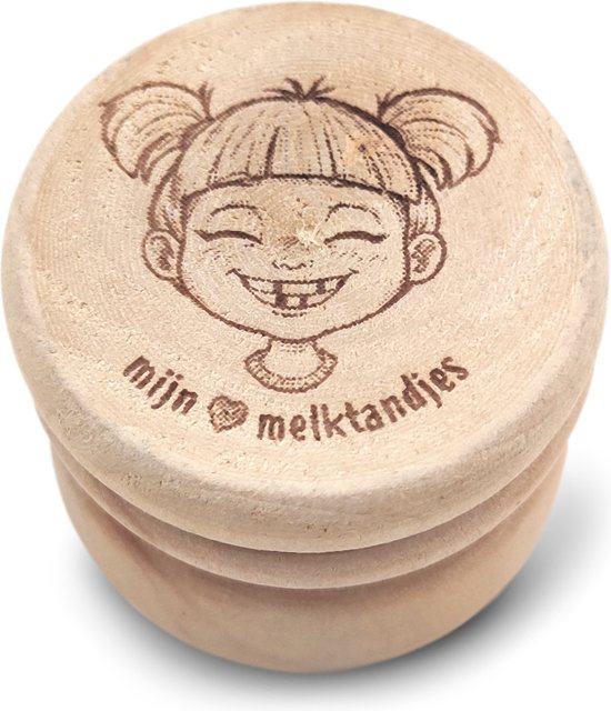Melktandendoosje - Hout - Meisje - Tandendoosje - Rond - Baby In Red van Little Dutch
