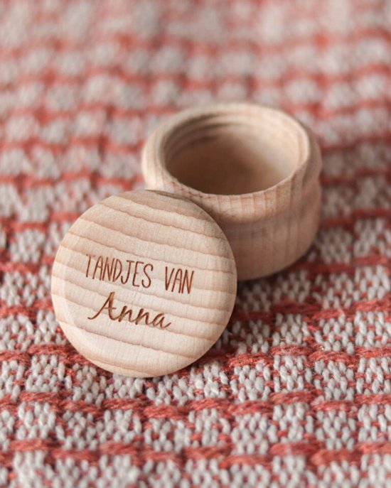 Melktandendoosje met naam - Gepersonaliseerd cadeau - Tandendoosje met naam - houten tandenpotje - Merk: Fien & Feau van Fien & Feau