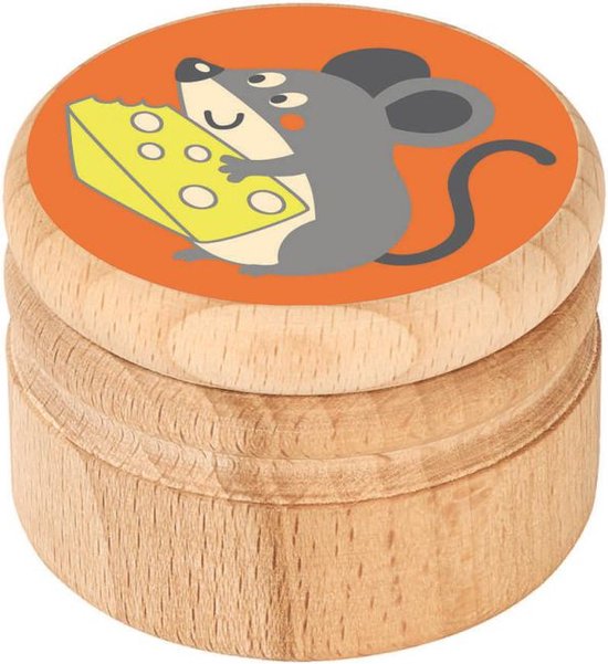 melktandendoosje Muis - hout haarlokdoosje van Lucotoys