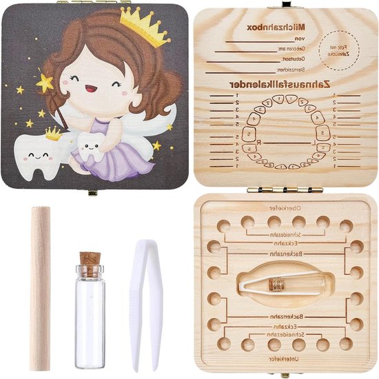 Melktandendoosje voor Meisjes - Tandenfeetandbox - Tandendoos kinderen - Houten Melktandendoosje - Bewaarbox Tandjes Meisjes - Melktandendoosje Hout van Boulangerie Paul