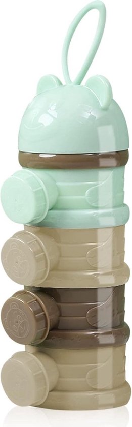 Melktoren - Baby melkpoeder doseerdoosjes - Bewaarbakjes babyvoeding - 4 laags - Melkpoeder doseerdoosjes - Melkpoeder toren - Melkpoeder bewaarbakjes - Melk poeder Dispenser - Melkpoeder Reisbox - Babyvoeding bewaarbox - BPA vrij - Mintgroen van Little Dutch