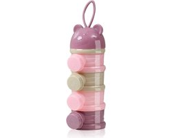 Melktoren - Baby melkpoeder doseerdoosjes - Bewaarbakjes babyvoeding - 4 laags - Melkpoeder doseerdoosjes - Melkpoeder toren - Melkpoeder bewaarbakjes - Melk poeder Dispenser - Melkpoeder Reisbox - Babyvoeding bewaarbox - BPA vrij - Roze van Pomè粉妈咪