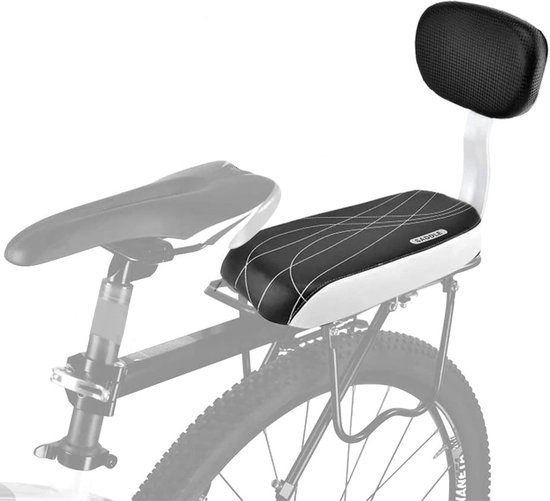 MELVRA Kinderzitje Fiets - Fiets Achterzitje - Inclusief Rugleuning - Comfortabel Kussen met Dikke Spons - Veilig Bagagedrager Stoeltje - Voor Kinderen & Volwassenen - Zwart van Merkloos