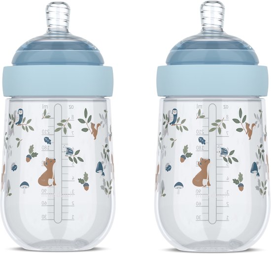 Mepal 2x babyfles 240 ml Mio - 2 babyflessen om af te wisselen - Forest Friends