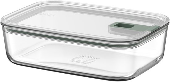 Mepal Glazen Vershouddoos EasyClip - 1,5 l - Glazen vershoudbakjes met schuifsluiting - Geschikt voor magnetron, (stoom)oven, koelkast en vriezer - Nordic sage van Merkloos