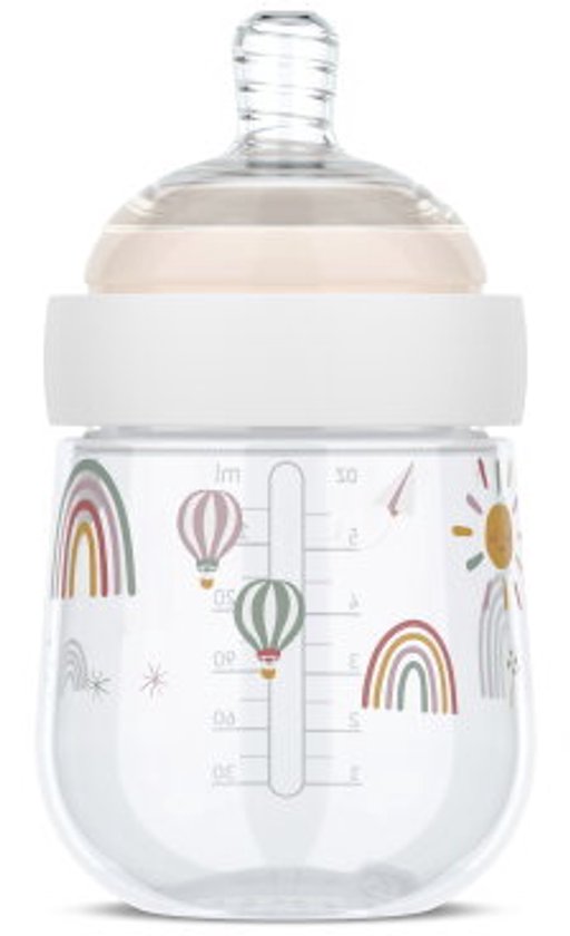 Mepal Mio Babyfles - 165 ml - Anti-koliek - Spiraalontwerp voorkomt verstopping - Siliconen van medische kwaliteit - Sunshine & Rainbow