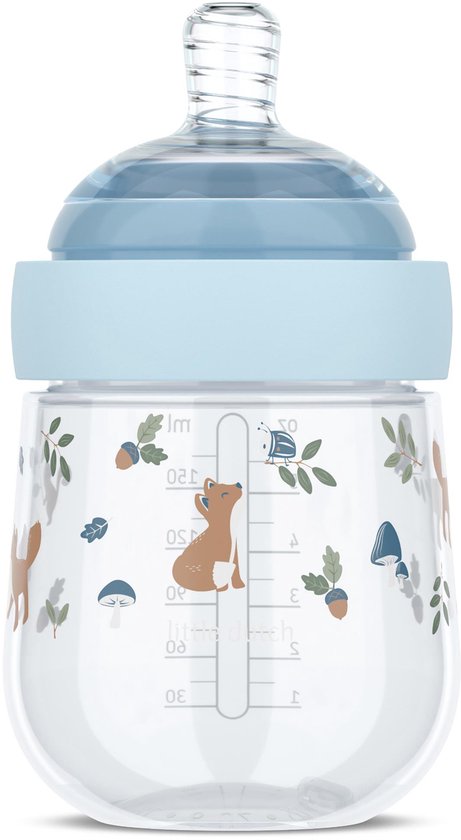 Mepal Mio Babyfles Little Dutch - 165 ml - Anti-koliek - Spiraalontwerp voorkomt verstopping - Siliconen van medische kwaliteit - Forest Friends van Merkloos