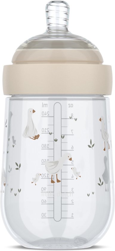 Mepal Mio Babyfles Little Dutch - 240 ml - Anti-koliek - Spiraalontwerp voorkomt verstopping - Siliconen van medische kwaliteit - Little Goose van Merkloos