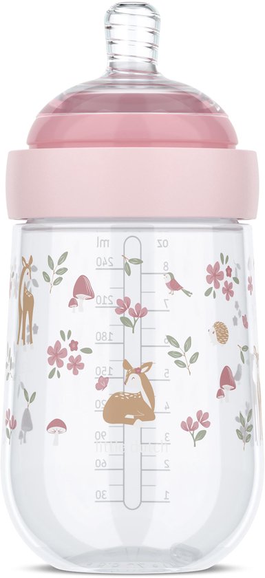 Mepal Mio babyfles Little Dutch - 240 ml - Anti-koliek - Spiraalontwerp voorkomt verstopping - Soliconen van medische kwaliteit - Fairy Garden van Mepal