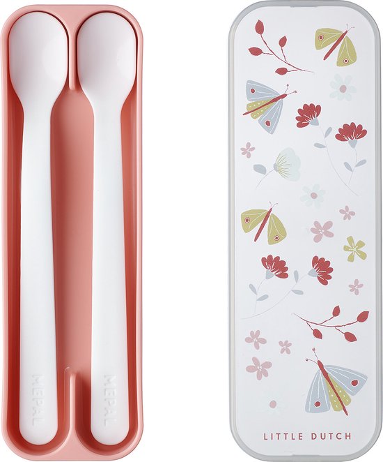 Mepal Mio babylepel – Set van 2 – Lange steel – Kinderservies – Flowers & Butterflies van Mepal