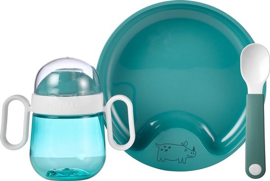 Mepal Mio babyservies set – 3-delig – Kraamcadeau – Kinderservies – Deep turquoise van Mepal