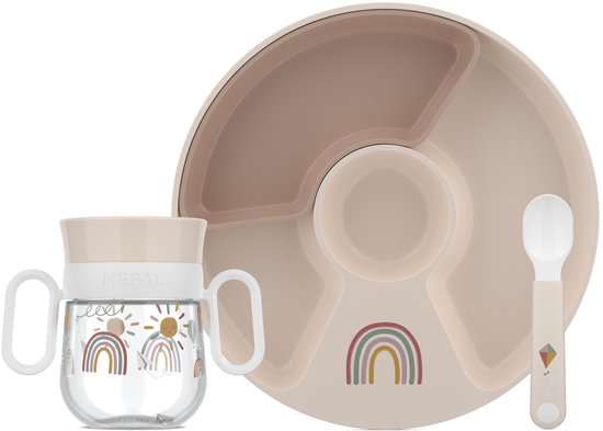 Mepal Mio babyservies set - 3-delig - Kraamcadeau - Kinderservies - Sunshine & Rainbow van Merkloos