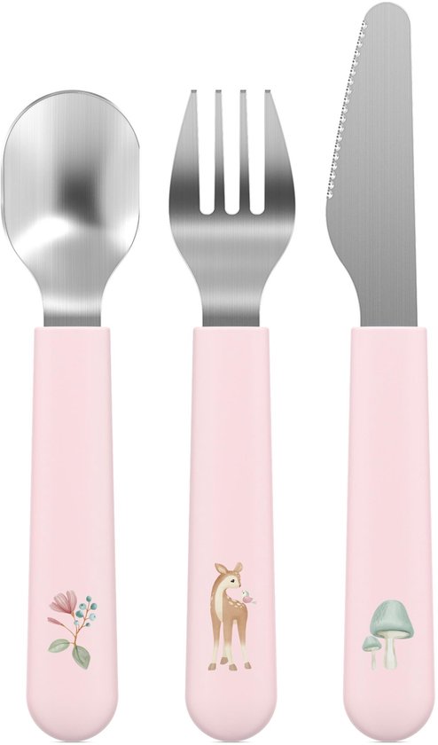 Mepal Mio kinderbestek - 3-delig, vork, mes en lepel - Roestvrij staal - Kinderservies - Fairy Garden van Mepal