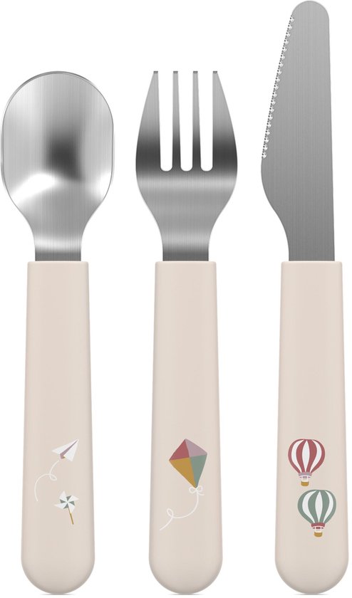 Mepal Mio kinderbestek - 3-delig, vork, mes en lepel - Roestvrij staal - Kinderservies - Sunshine & Rainbow van Mepal