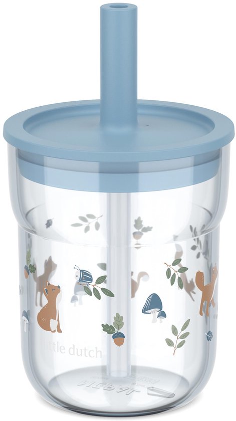Mepal Mio kinderglas met rietje - 250 ml - Makkelijk vast te houden - Kinderservies - Forest Friends van Mepal