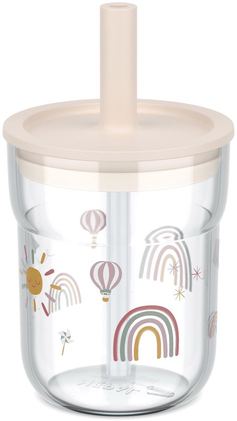 Mepal Mio kinderglas met rietje - 250 ml - Makkelijk vast te houden - Kinderservies - Sunshine & Rainbow van Mepal
