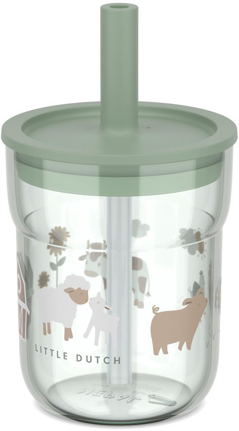 Mepal Mio kinderglas met rietje Little Dutch - 250 ml - Makkelijk vast te houden - Kinderservies - Little Farm van Mepal