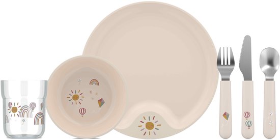 Mepal Mio kinderservies set - 6-delig - Kraamcadeau - Kinderservies - Sunshine & Rainbow van Mepal