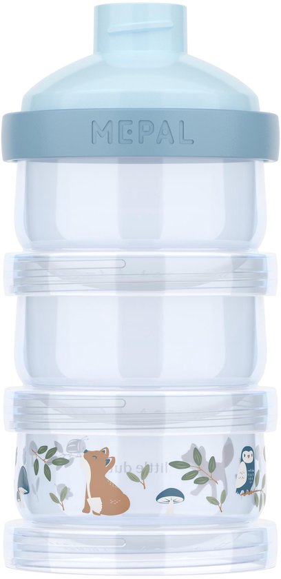 Mepal Mio melkpoedertoren 3-delig - 360 ml - Luchtdichte afsluiting met schekdop - Multifunctioneel opbergen en doseren - Forest Friends van Mepal