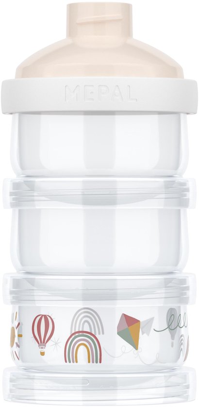 Mepal Mio melkpoedertoren 3-delig - 360 ml - Luchtdichte afsluiting met schekdop - Multifunctioneel opbergen en doseren - Sunshine & Rainbow van Mepal