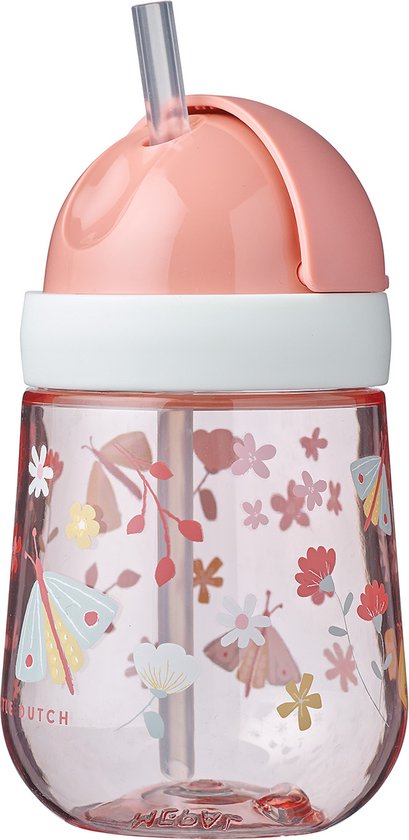Mepal Mio rietjesbeker – 300 ml – Makkelijk vast te houden – Kinderservies – Flowers & Butterflies van Mepal