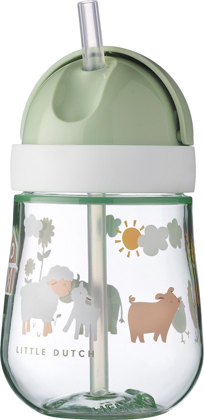 Mepal Mio rietjesbeker – 300 ml – Makkelijk vast te houden – Kinderservies – Little Farm van Mepal
