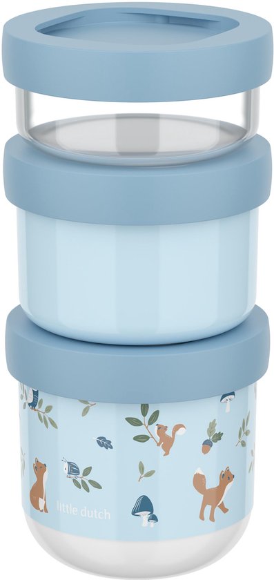 Mepal Mio snackbox stack 3-delig Little Dutch - 100 + 175 + 275 ml - Stapel zo veel als je nodig hebt - Magnetron- en vaatwasmachinebestendig - Forest Friends van Mepal