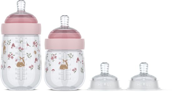 Mepal Mio Starterset babyflessen 3-delig Little Dutch - 165 + 240 ml - Anti-koliek - Spiraalontwerp voorkomt verstopping - Siliconen van medische kwaliteit - Fairy Garden van Merkloos