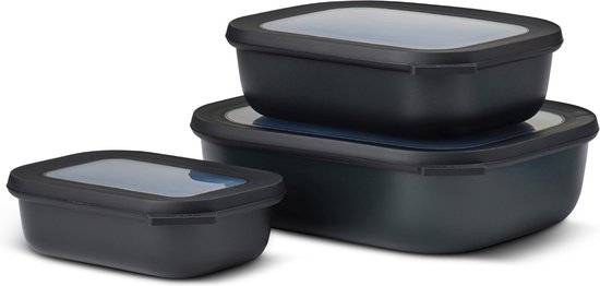 Mepal - Multikom Cirqula vershouddoos set - 500 + 1000 + 2000 ml - Rechthoekig - Nordic black van Mepal
