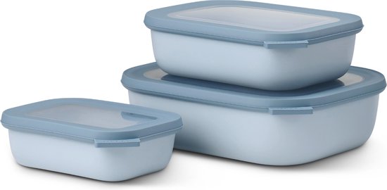 Mepal - Multikom Cirqula vershouddoos set - 500 + 1000 + 2000 ml - Rechthoekig - Nordic blue