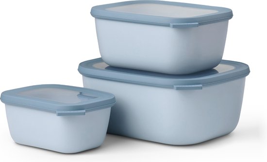 Mepal - Multikom Cirqula vershouddoos set - 750 + 1500 + 3000 ml - Rechthoekig - Nordic blue